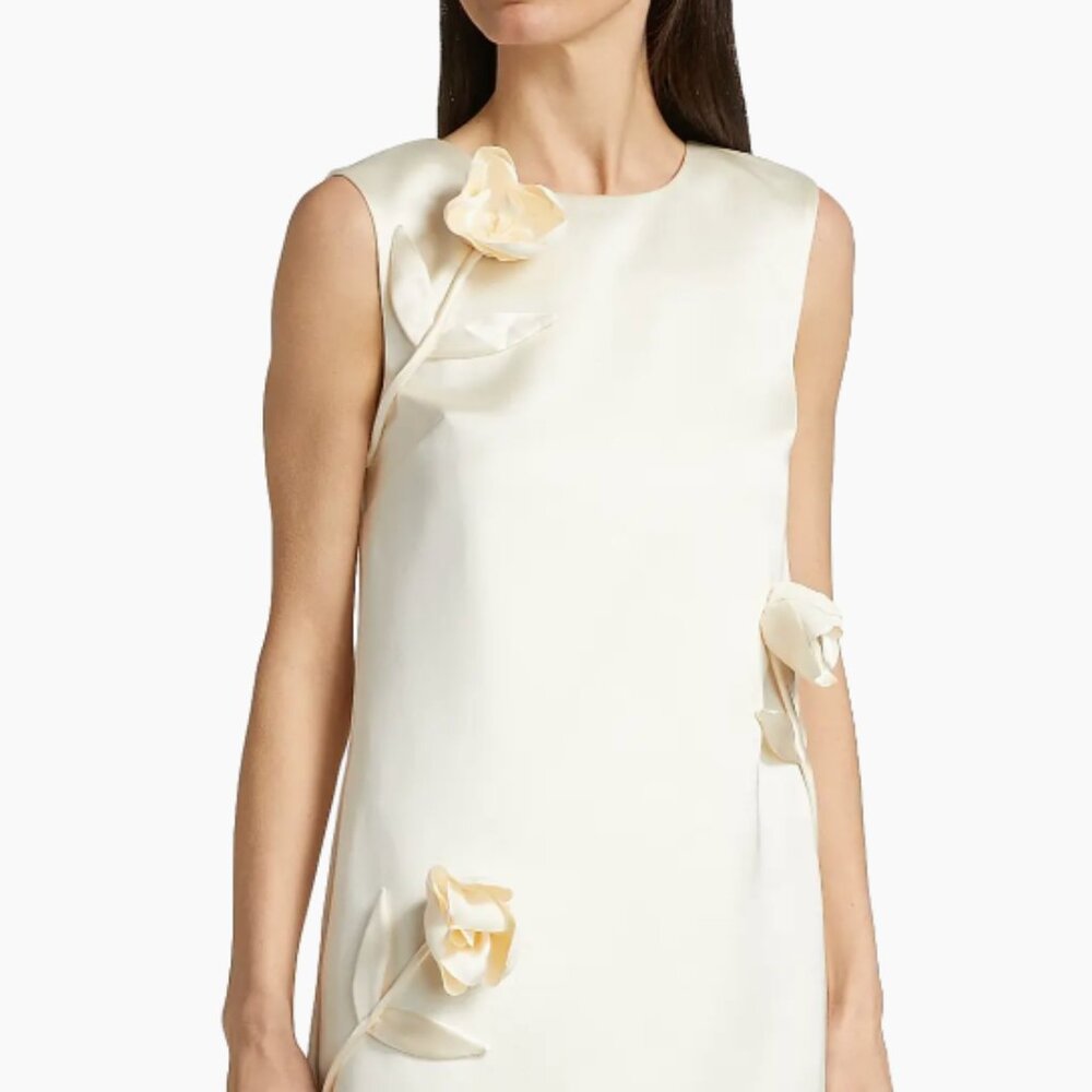 Self-Portrait  Floral Appliqué Satin Minidress
